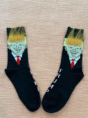 Trump hair Black Novelty Crew Socks